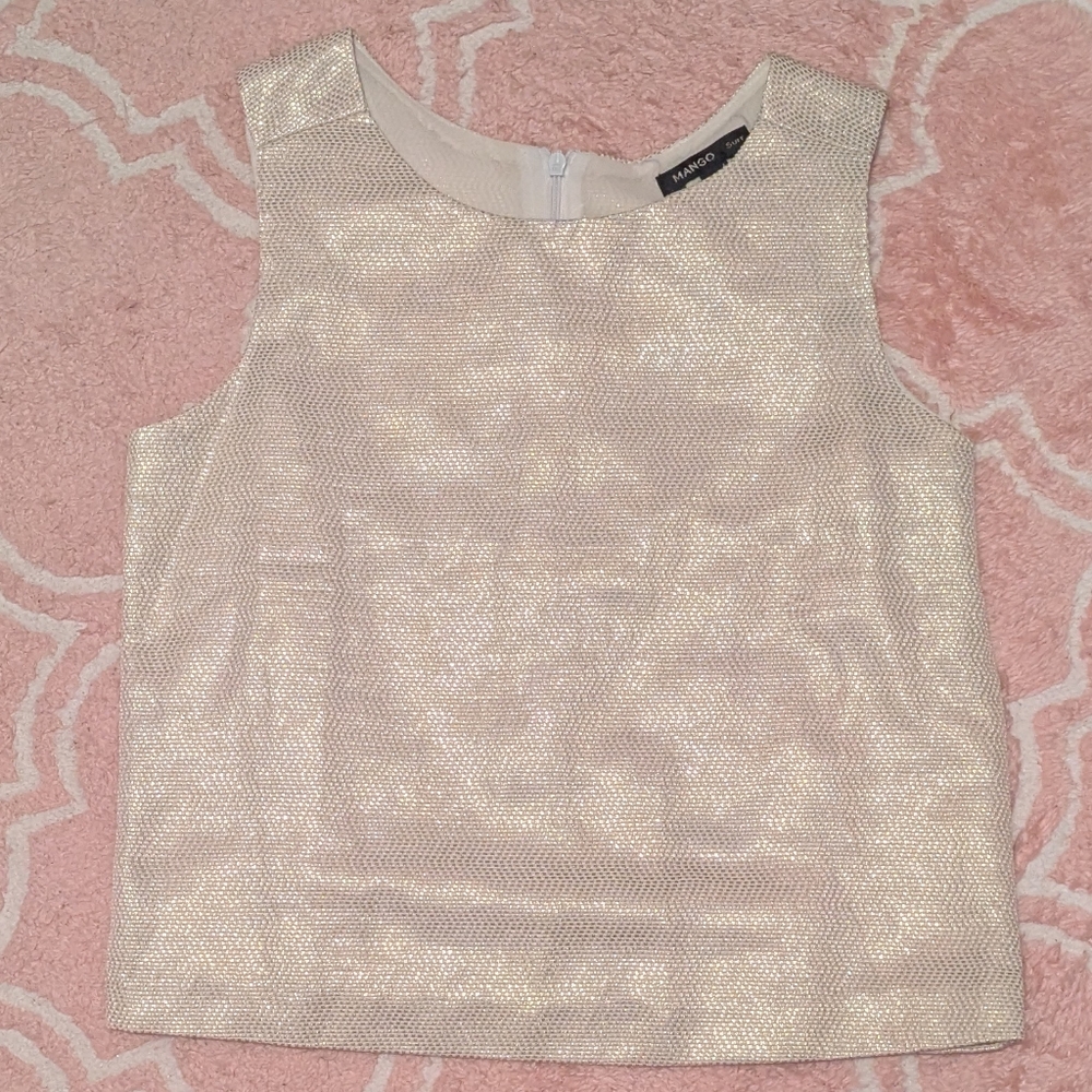 Mango Metallic Ivory Sleeveless Camisole